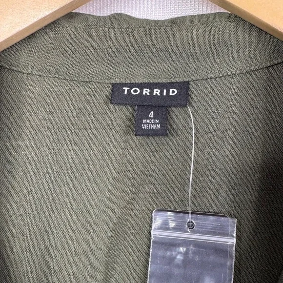Torrid Olive Mini Rayon Slub Wrap Front Dress Size 4X NWT - Picture 9 of 11